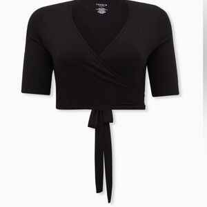 Torrid Black Crop Wrap Top